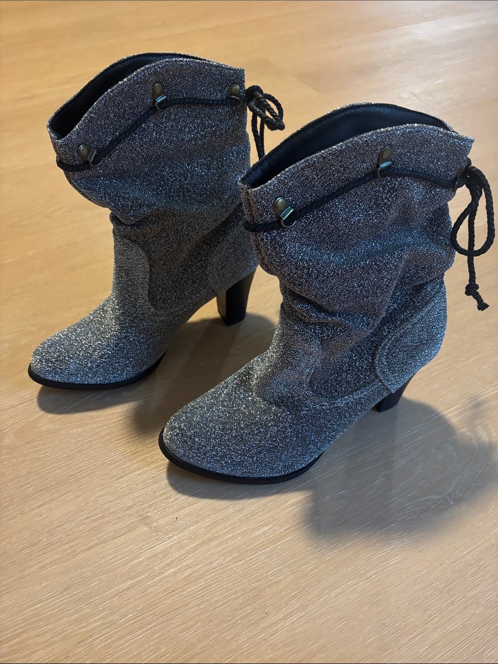 Silver Glitter Slouch Boots size 9/9.5